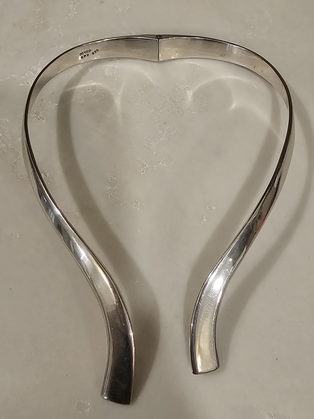 Vintage Taxco Mexico 925 Sterling Silver Modernist Open Collar Choker Necklace - Picture 7 of 11
